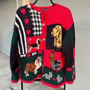 Vintage Dog-Themed Novelty Knit Cardigan by Eagle’s Eye - SZ L